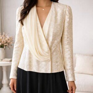 KAREN MILLER New York Vintage Ivory Textured Overlay Blazer size 16